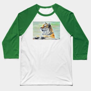 Curious Tiger Painting Baseball T-Shirt